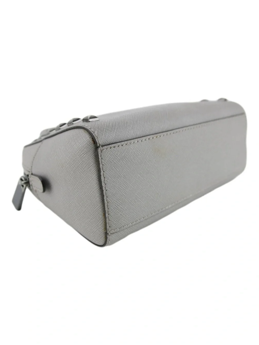 Michael Kors Light Grey Studded Saffiano Satchel